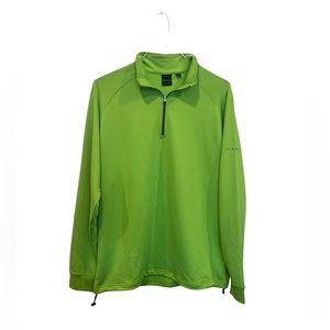 Dunning Golf Pullover Men’s Large Lime Green Performance Quarter‎ Zip Drawstring